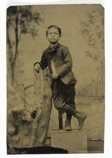 Untitled (Portrait of Boy Leaning), 1850/99. Creator: Unknown.