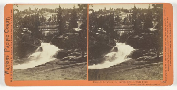 Cascade Between the Vernal and the Nevada Falls, Yosemite Valley, Mariposa County, Cal., 1861/76. Creator: Carleton Emmons Watkins.