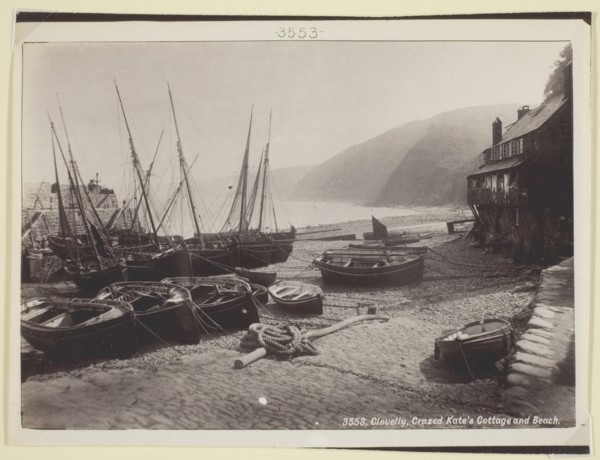 Clovelly, Crazed Kate's Cottage and Beach, 1860/94. Creator: Francis Bedford.