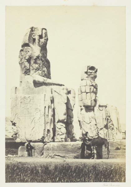The Statues of Memnon, Plain of Thebes, 1857. Creator: Francis Frith.