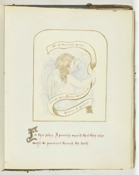Untitled [cherub with religious text], 1855/68.  Creator: Georgina Cowper.