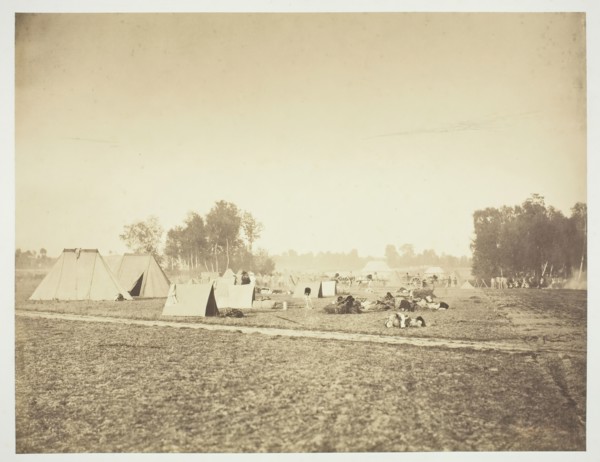 Tents and Military Gear, Camp de Châlons, 1857. Creator: Gustave Le Gray.