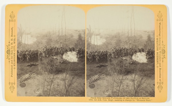 1st Ark. Con. Regt. making a charge in "Hornets Nest", 1887. Creator: Henry Hamilton Bennett.