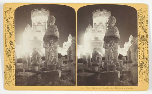 Snow figures and East front of Palace, night scene, 1886/88. Creator: Henry Hamilton Bennett.