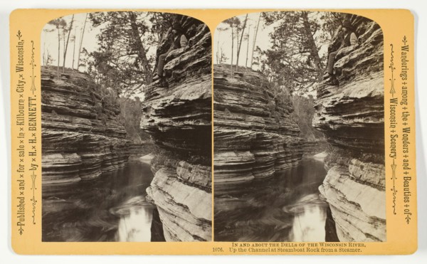 Up the Channel at Steamboat Rock from a Steamer, 1870/1908. Creator: Henry Hamilton Bennett.