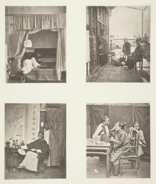 A Whiff of the Opium Pipe at Home; After Dinner; Reading for Honours; The Toilet, c. 1868. Creator: John Thomson.