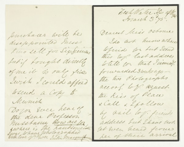 Autograph Letter, March 3, 1875. Creator: Julia Margaret Cameron.