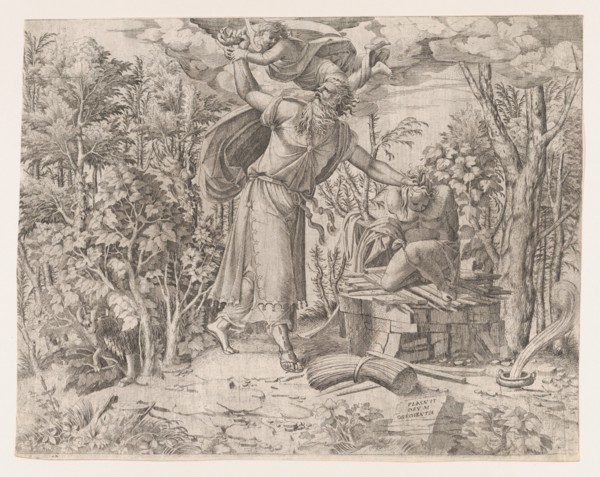 Abraham Sacrificing Isaac, 1535-55. Creator: Jean Mignon.