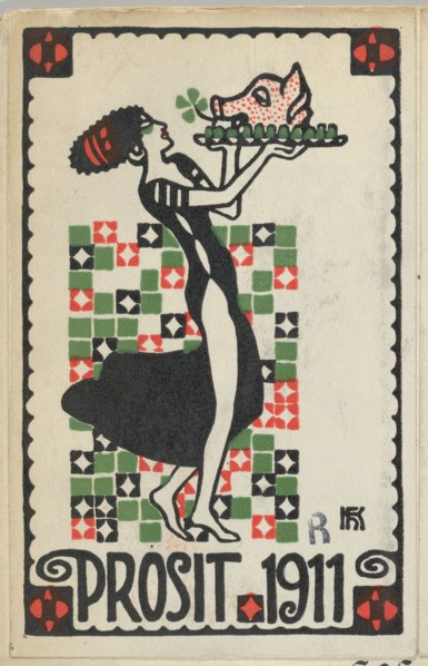 New Years Card: Cheers 1911 (Prosit), 1910. Creator: Hans Kalmsteiner.