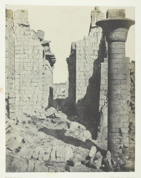 Palais de Karnak, Cour des Bubastites et Entrée Principale de la Salle Hypostyle; Thèbes, 1849/51. Creator: Maxime du Camp.