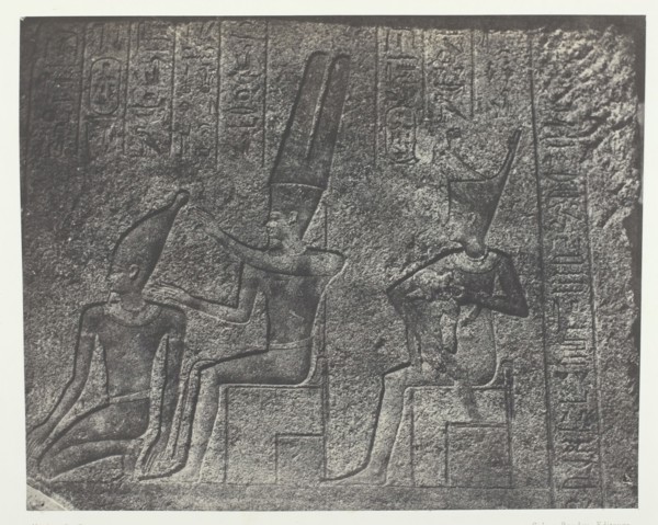 Palais de Karnak, Sculptures Extérieures du Sanctuaire de Granit; Thèbes, 1849/51, printed 1852. Creator: Maxime du Camp.