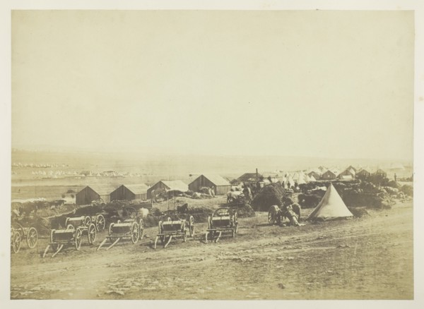 Artillery Waggons, Balaklava in the Distance, 1855. Creator: Roger Fenton.