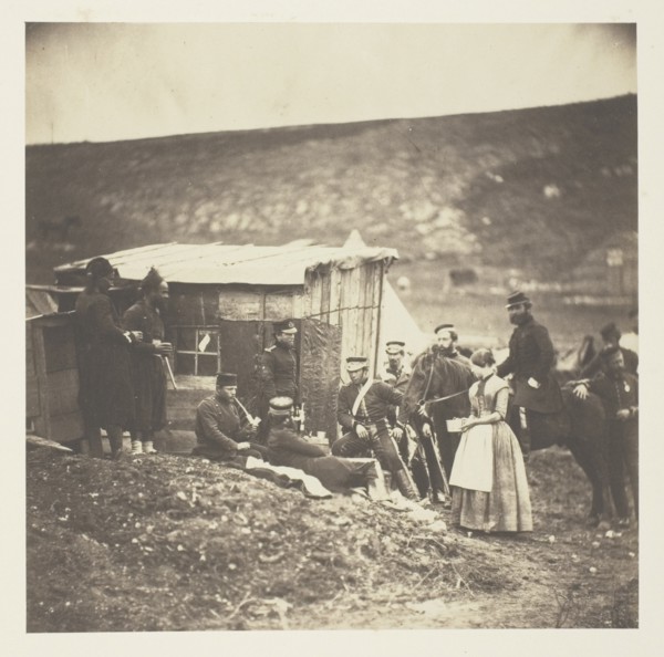 Camp of the 4th Dragoon Guards, convivial party, French & English, 1855. Creator: Roger Fenton.
