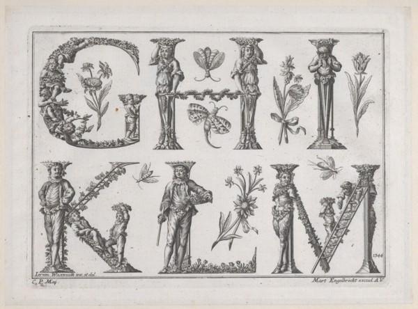 Decorated Roman alphabet, 18th century., 18th century. Creator: Jeremias Wachsmuth.