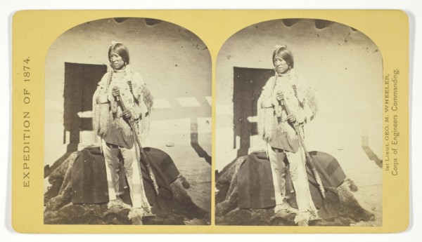 Shee-zah-nan-tan, Jicarilla Apache Brave in characteristic Costume, Northern New Mexico, 1874. Creator: Tim O'Sullivan.