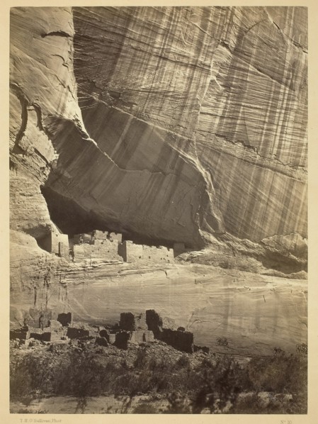 Ancient Ruins in the Cañon de Chelle, N.M. In a niche 50 feet above present Cañon bed., 1873. Creator: Tim O'Sullivan.