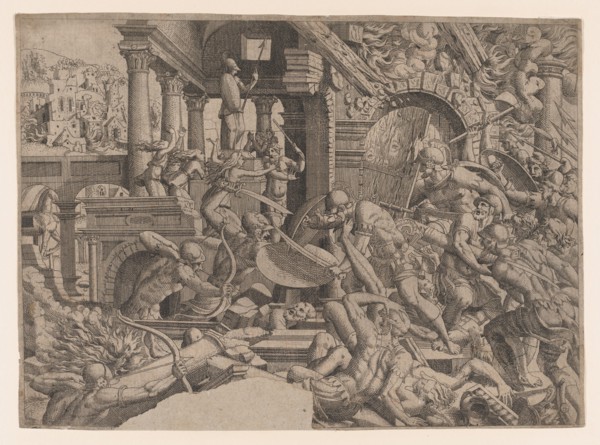 The Sack of Troy, 1535-55. Creator: Jean Mignon.