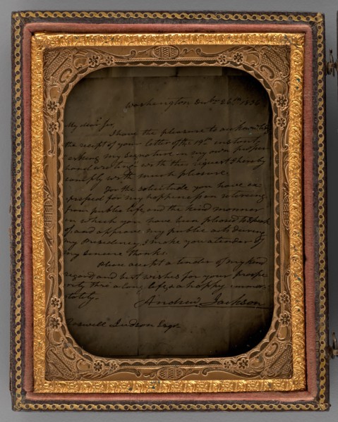 Untitled (Letter from Andrew Jackson, Washington, December 26, 1836), 1870. Creator: Unknown.