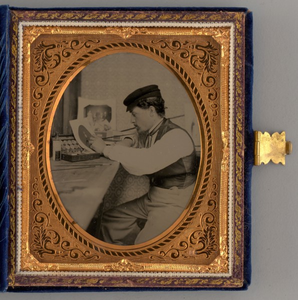 Untitled (Portrait of a Man Painting), 1865. Creator: Unknown.