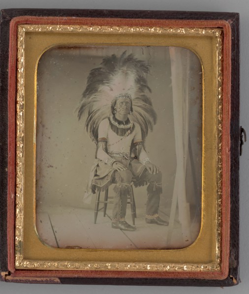 Untitled (Portrait of Seated Man with Headdress), 1850. Creator: Unknown.