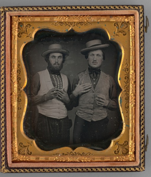 Untitled (Portrait of Two Men Wearing Straw Hats), 1855. Creator: Unknown.