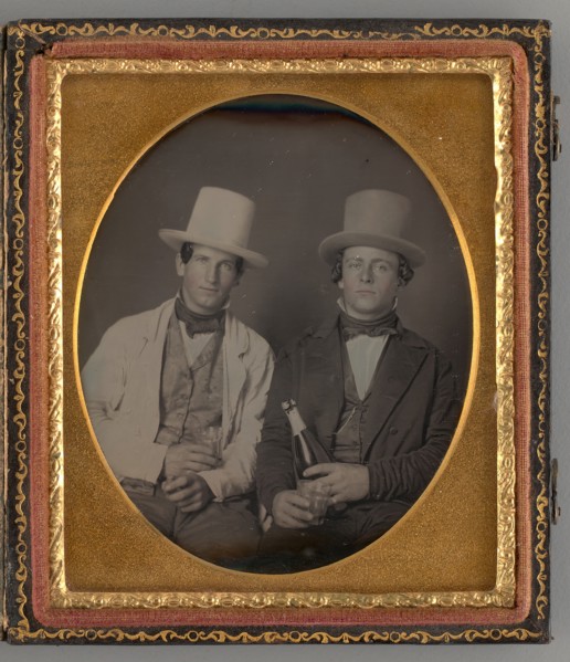 Untitled (Portrait of Two Men with Top Hats), 1855. Creator: Unknown.
