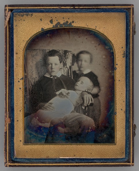 Untitled (Two Boys Holding a Deceased Baby), 1850. Creator: Unknown.