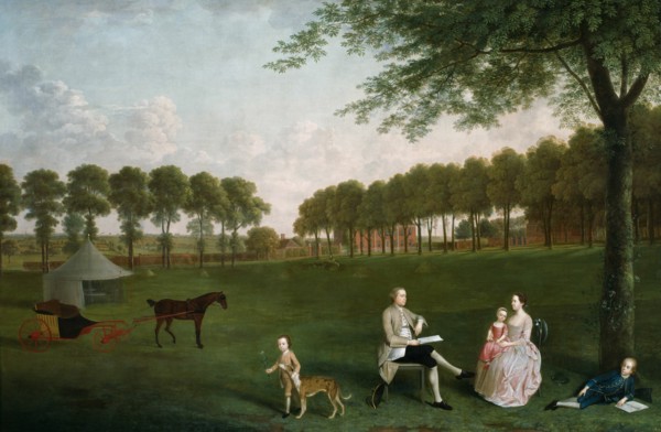 Sir John Shaw and his Family in the Park at Eltham Lodge, Kent, 1761. Creator: Arthur Devis.