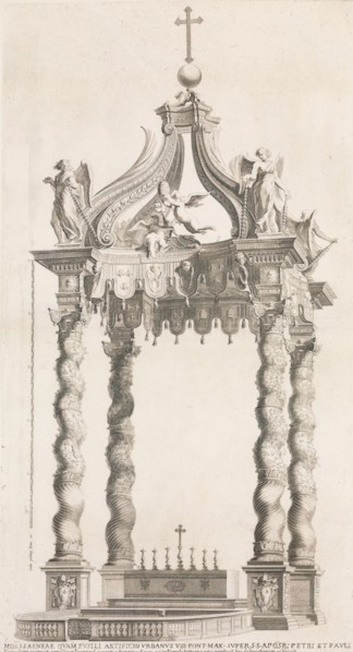 Isolated View of Bernini's Baldacchino. Plate 39 from the Album 'Basilica di S. Pietro ..., 1653-91. Creator: Giovanni Giacomo De Rossi.