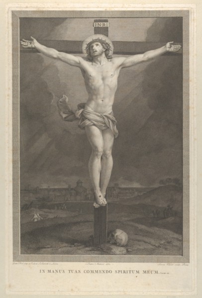 Christ crucified on the cross, a skull at the base, ca. 1770-1803. Creator: Giovanni Volpato.