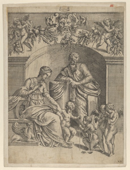 The Virgin with Infant Jesus adored by St. John, 1543. Creator: Jean Mignon.