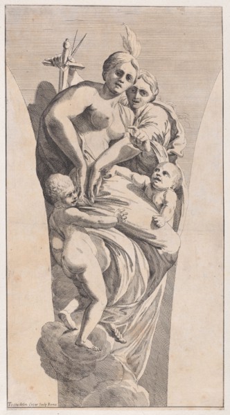 Study for a pendentive depicting Justice and Charity, 1630-50. Creator: Giovanni Cesare Testa.