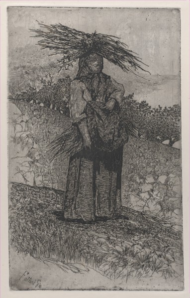 Peasant woman gathering sticks, 1884-1908. Creator: Giovanni Fattori.