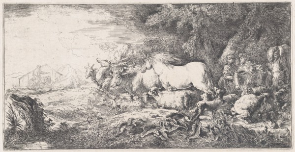 Noah and the animals entering the ark, ca. 1650-55. Creator: Giovanni Benedetto Castiglione.