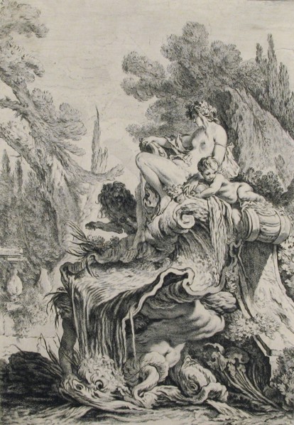 Fountain with a Naiad Seated on a Shell (Une fontaine avec une näiade assise sur une c...,  Creator: Jean-Baptiste-Marie Pierre.