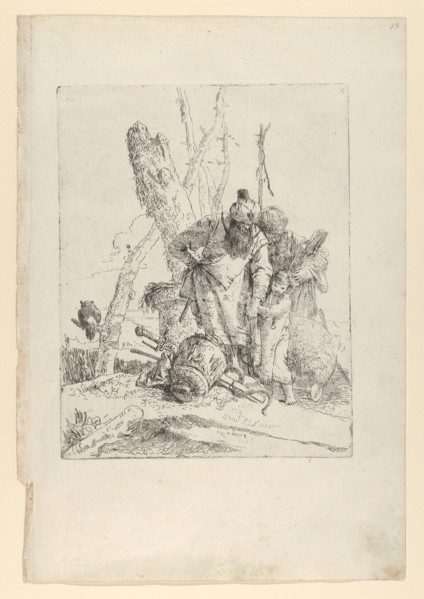 Two astrologers and a boy, from the Scherzi, ca. 1743-50. Creator: Giovanni Battista Tiepolo.
