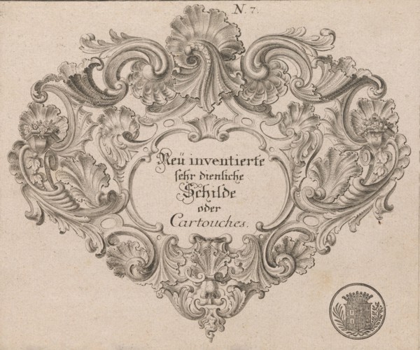 Design for a Cartouche, Plate 1 from 'Neü inventierte sehr dienstiche Schil..., Printed ca. 1750-56. Creator: Jeremias Wachsmuth.