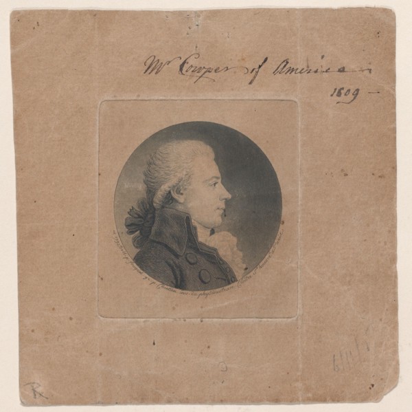 Portrait of Mr. Cowper of America, to right, 1792. Creator: Gilles Louis Chrétien.
