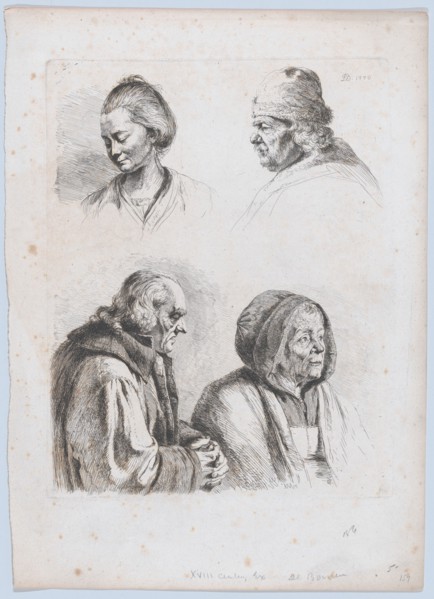 Study of Four Heads, 1770. Creator: Jean-Jacques de Boissieu.