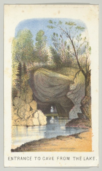 Entrance to Cave from the Lake, from the series, Views in Central Park, New York, Part 2, 1864. Creator: Louis Prang.