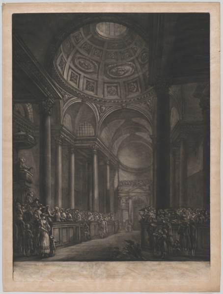 A View of the Inside of St. Stephens Walbrook, Done from the Drawing in his Majesty's ..., ca. 1767. Creator: Georges François Blondel.
