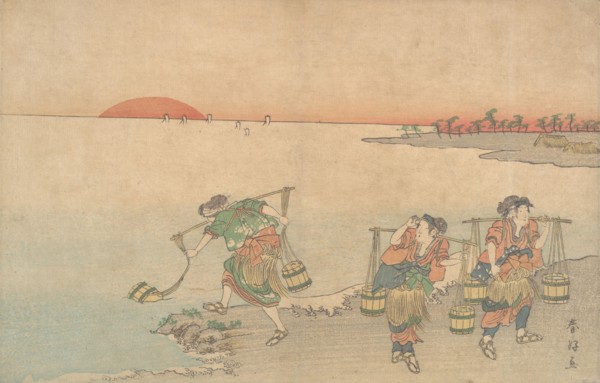 Three Water Carriers at the Shore, late 18th century. Creator: Katsukawa Shunko.