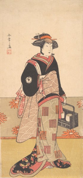 The Actor Iwai Hanshiro IV as a Woman in a Black Kimono, ca. 1780. Creator: Shunsho.