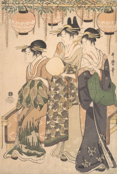 Courtesans Beneath a Wisteria Arbor..., ca. 1795. Creator: Kitagawa Utamaro.