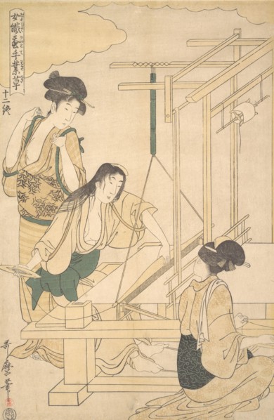 Women Weaving Silk Cloth, ca. 1800. Creator: Kitagawa Utamaro.
