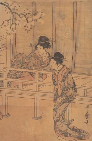 The Lady of Rokujo being Visited by the Princess Aoi, ca. 1805. Creator: Kitagawa Utamaro.