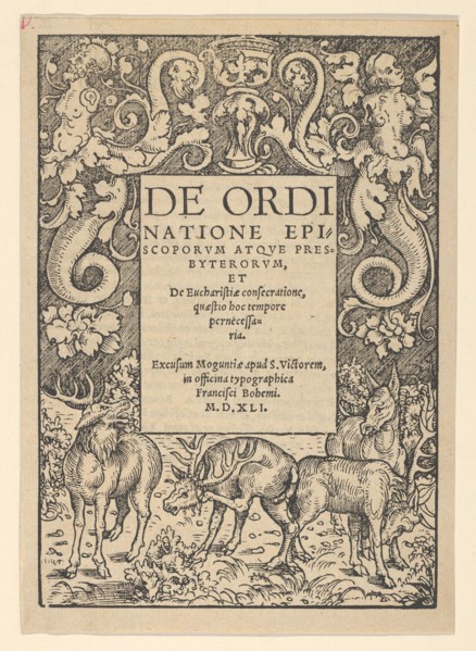 Title-border with Three Stags and a Hind, early 16th century. Creator: Hans Cranach.