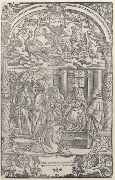 Jupiter in a Chariot Drawn by Two Peacocks..., 1533. Creator: Unknown.