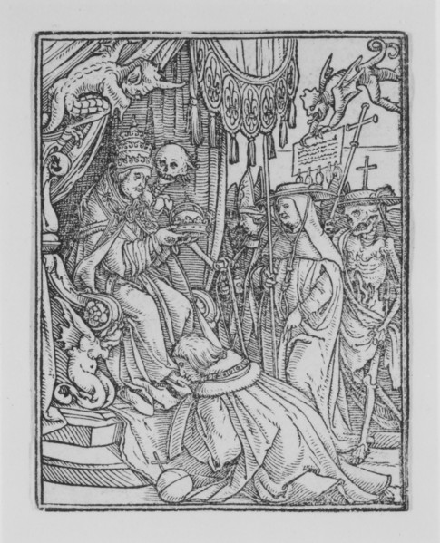 The Pope, from The Dance of Death, ca. 1526, published 1538. Creator: Hans Lützelburger.