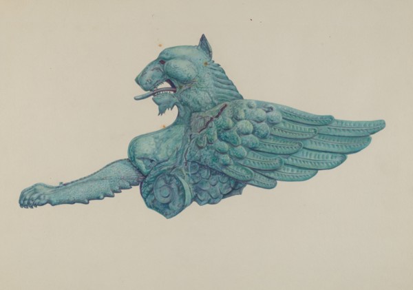 Ornamental Iron Griffon, 1935/1942. Creator: Harriette Gale.